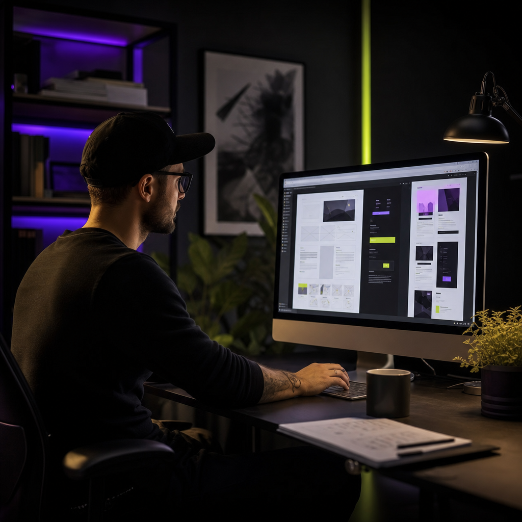 UI/UX designer reviewing wireframes for a client project